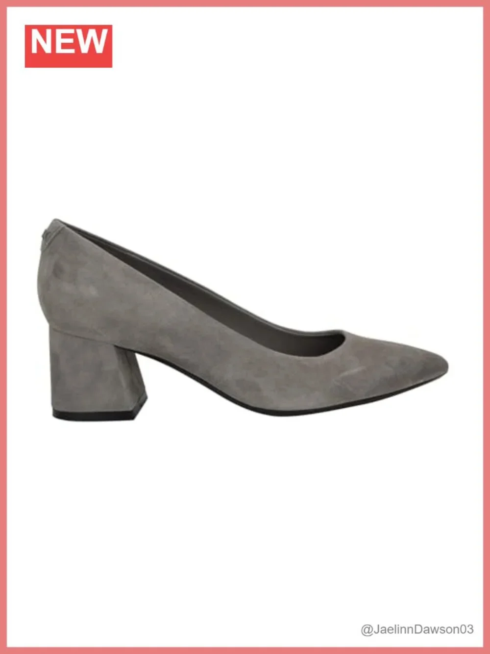 Calvin Klein Women's Suede Pointed Toe Block Heel Pumps Slip-on